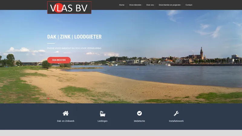 Website van Vlas BV Loodgieter