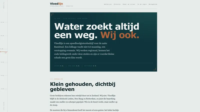 Website van Vloedlijn Spoedloodgieters