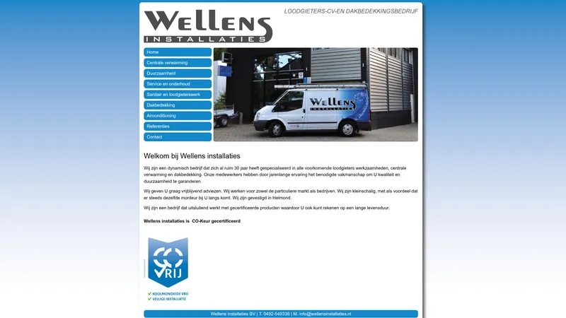 Website van Wellens installaties BV