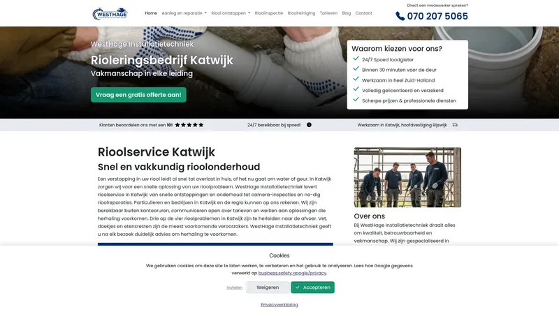 Website van WestHage Installatietechniek