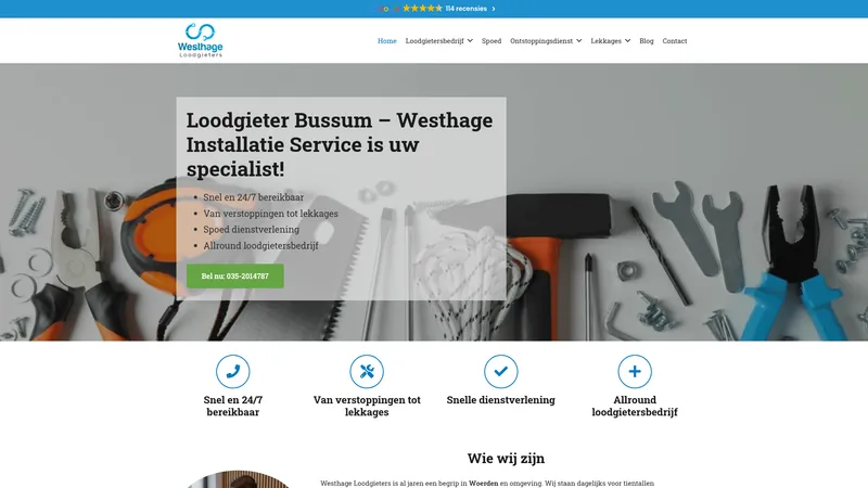 Website van Westhage Loodgieters