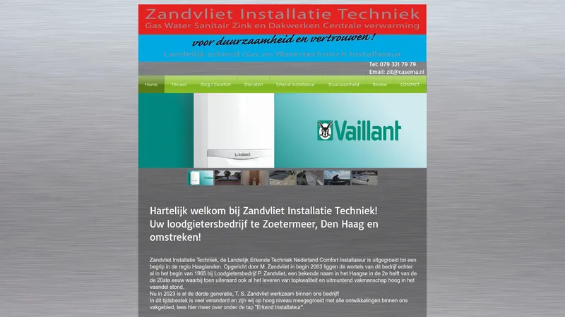 Website van Zandvliet Installatie Techniek