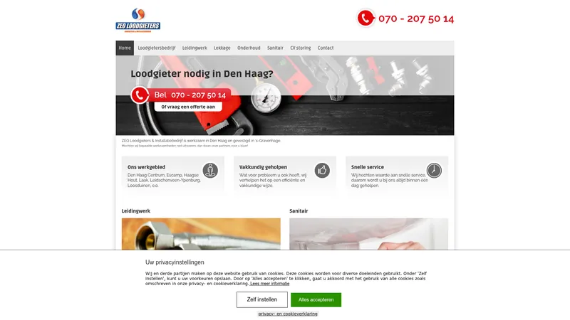Website van ZEO Loodgieters & Installatiebedrijf