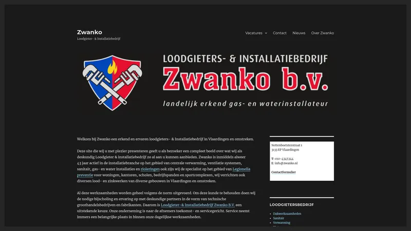 Website van Zwanko B.V